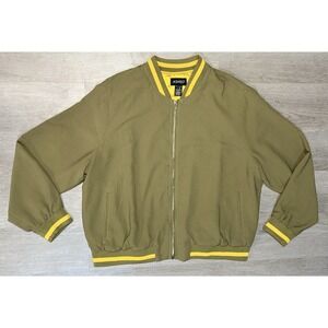 Ashro Jeslynn Full Zip Bomber Jacket Women's size 1X Green Gold Embroidered